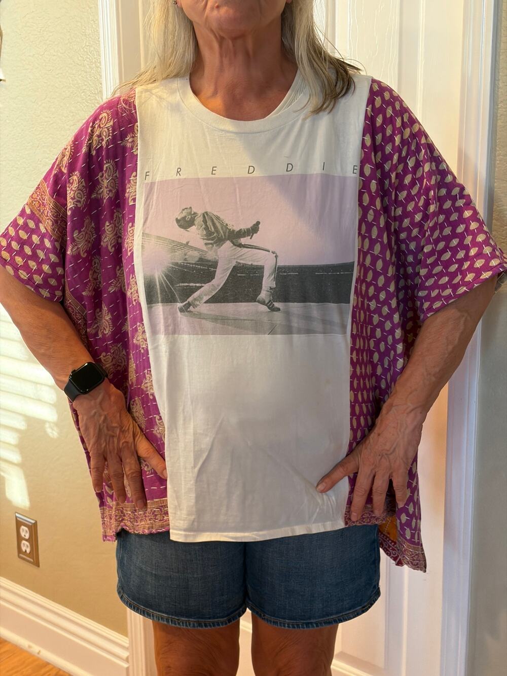 Freddie Mercury Upcycled Kantha Tunic Top Shirt OS Boho